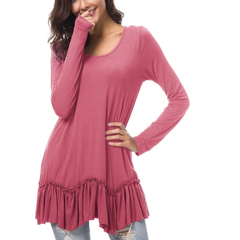 Women's Casual T-Shirt Solid Long Sleeve Tunic Top